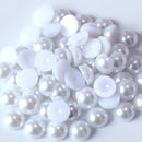 Half Round Flatback Resin Pearl - WHITE