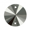 JET HEMATITE SILVER METALLIC - Luminoux Rivoli Flatback Sew-on 2H