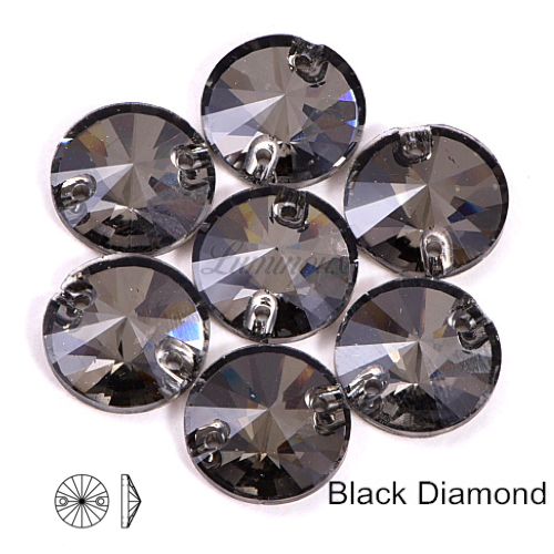 BLACK DIAMOND - Luminoux Rivoli Flatback Sew-on 2H