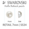 Swarovski FlatBlack Pearl HOTFIX SS34 (7mm) RETAIL