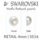 Swarovski FlatBlack Pearl HOTFIX SS16 (4mm) RETAIL