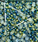 Half Round Flatback Resin Pearl - RAINBOW 15 BLUE / GREEN